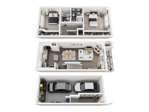 Floor plan for 2 beds, 2 baths, 1226 sqft